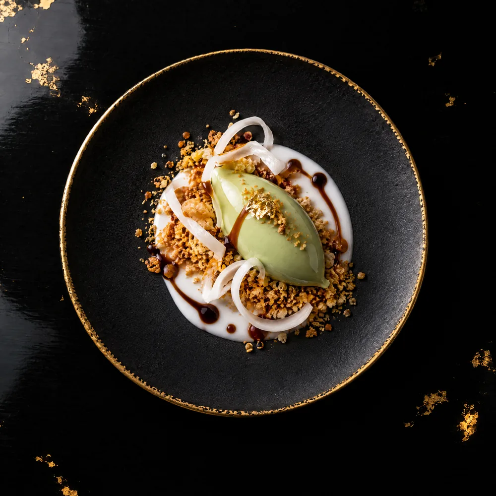 Chè ba màu — Pandan panna cotta, mung bean, coconut, cà phê caramel